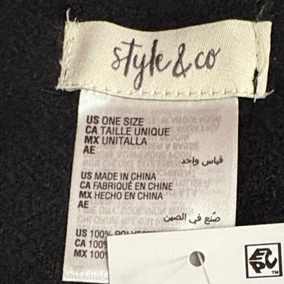 Style & Co. Black Textured Winter Scarf with Fringe Trim - NWT - Picture 8 of 8